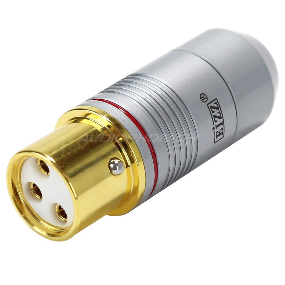 EIZZ XLR Connecteur XLR Femelle 3 Pôles PTFE Plaqué Or Ø9mm Rouge