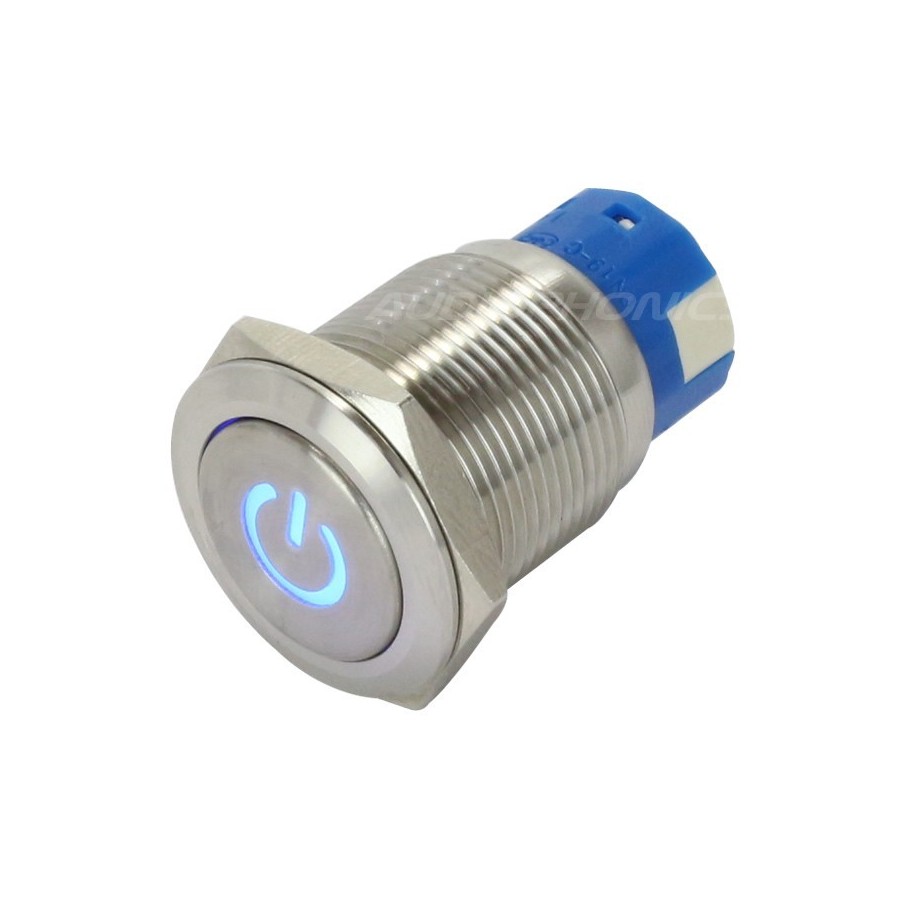 LB Interrupteur Aluminium avec Cercle Lumineux Bleu 220V Ø12mm Argent -  Audiophonics