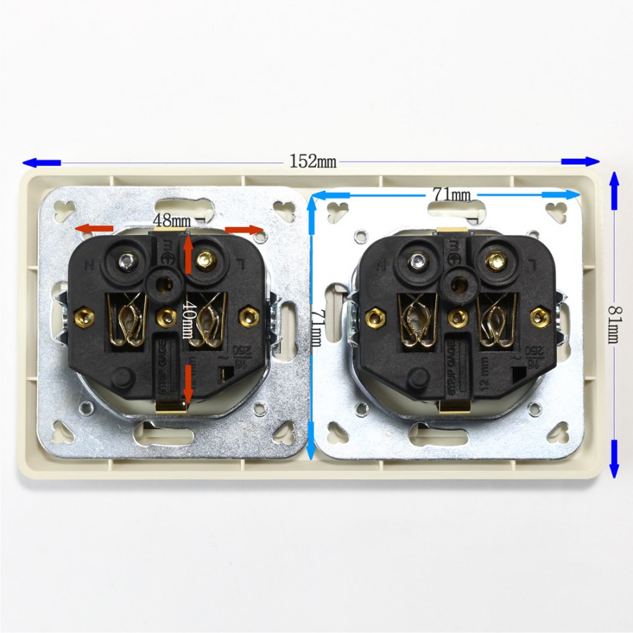 Audiophonics - FURUTECH FP-SWS-D (G) Dual Wall Power Plug Schuko Type F 24k  Gold Plated