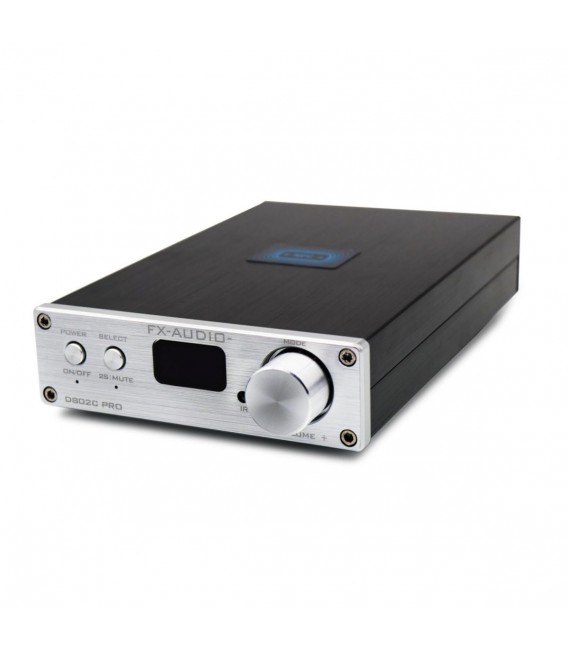 Audiophonics - FX-AUDIO D802C PRO Amplifier FDA Bluetooth 5.0 AptX HD NFC  Class D STA326 2x80W 4 Ohm Silver