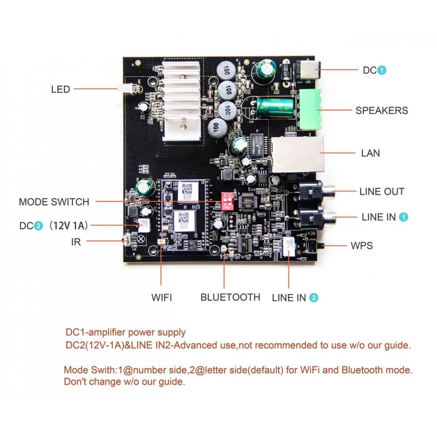 Up2stream Amp Wb50 Stereo Amplifier Module Wifi Bluetooth