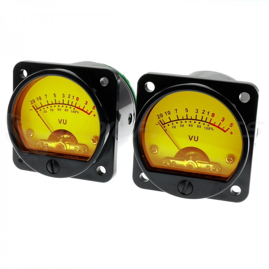 LiebeWH VU Meter 45mm Round Pointer VU Meter Head Audio Level Analog Dual  Electronic VU Meter with LED Backlight Function(TS‑45‑Yellow DC500uA)