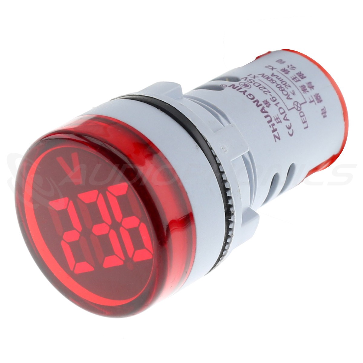 Audiophonics - Afficheur de Tension Voltmètre à LED Rouge 60-500VAC Ø22mm