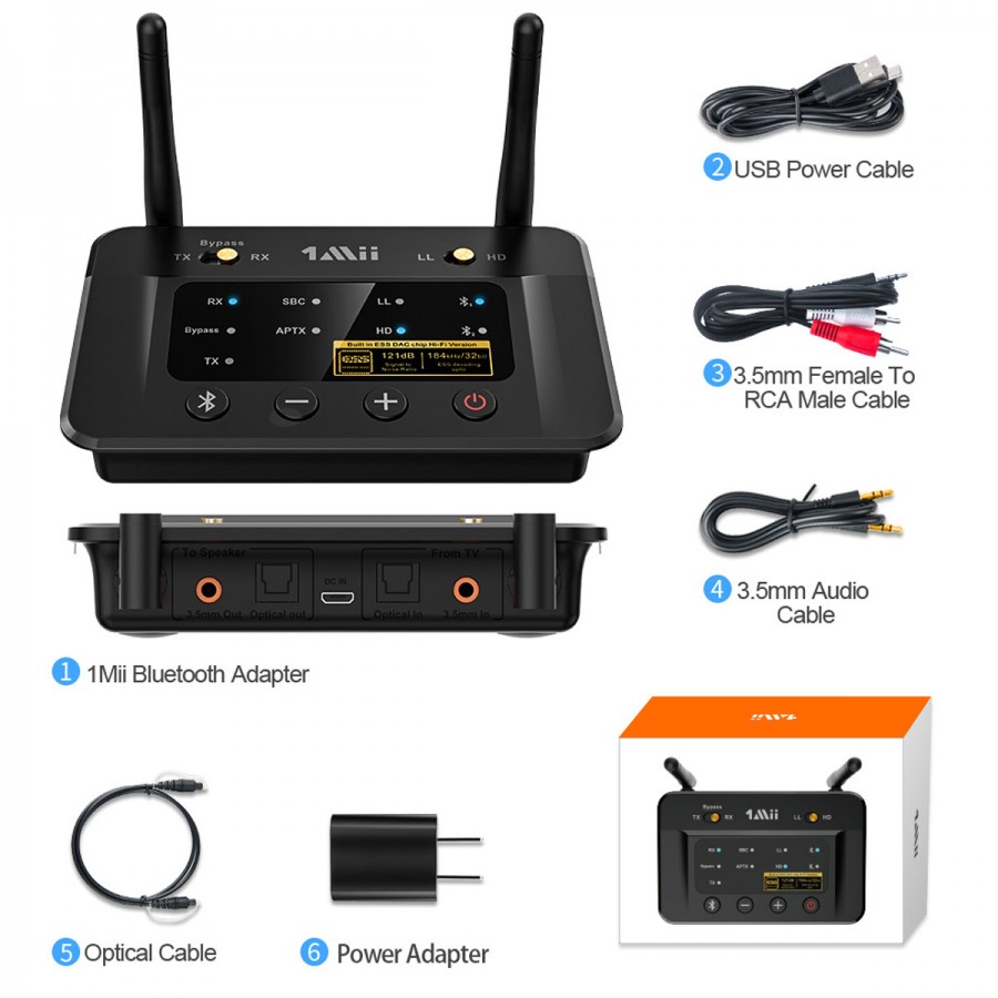 1MII LAVAUDIO B03PRO Récepteur Émetteur Bluetooth 5.0 aptX HD CSR8675 ADC  DAC ES9018 - Audiophonics