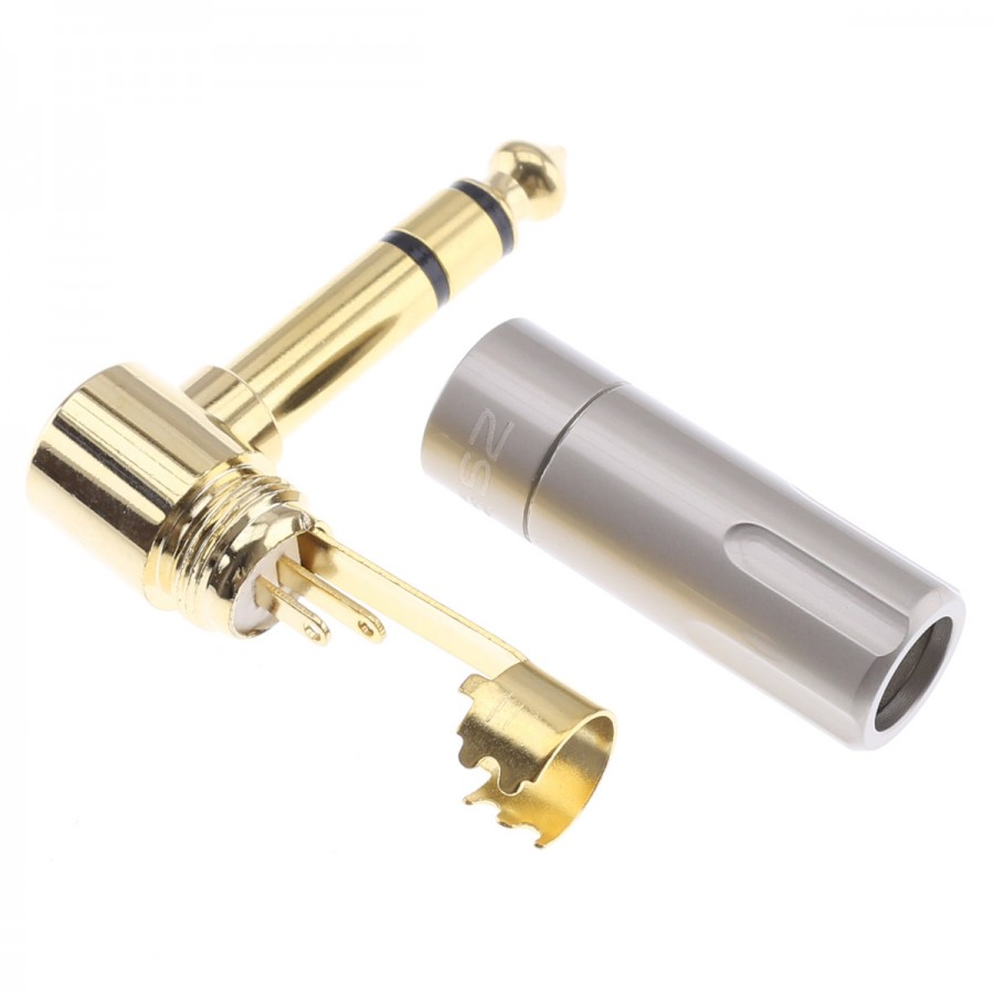6.35gold-plated Mono Jack Microphone Plug Single Channel Audio Elbow  L-shaped