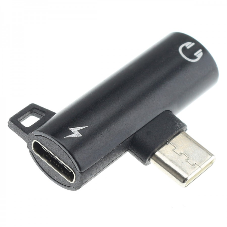 Adaptateur USB-C Mâle vers Double USB-C Femelle, Audio + Charge - Noir -  Français