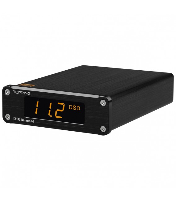 TOPPING D10 BALANCED USB DAC ES9038Q2M XMOS XU208 32bit 384kHz DSD256 Black  - Audiophonics