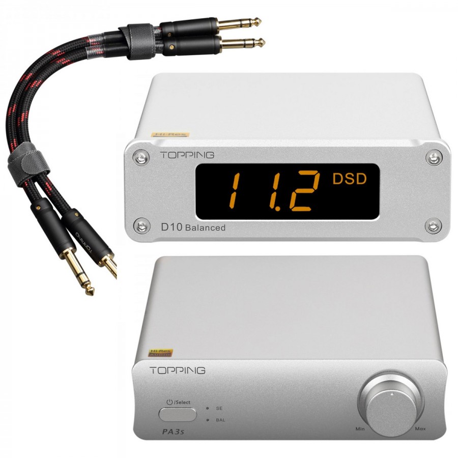 Pack Topping PA3S Class D Amplifier + D10 Balanced DAC + TCT1 Jack