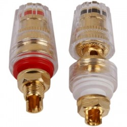 Insulated Terminals Acrylic Plated Gold Ø19mm x 46mm (Pair)