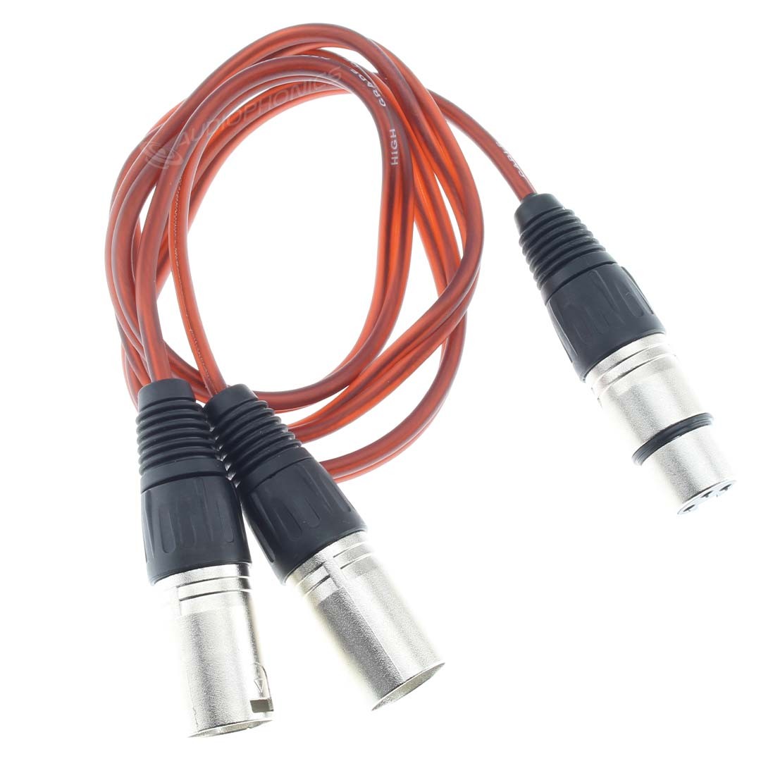 Adaptateur 2x XLR Mâle 3 Pôles vers 1x XLR Femelle 3 Pôles 1m