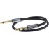Male Jack 6.35mm to Male Jack 6.35mm Mono Cable Shielded Gold Plated 0.5m