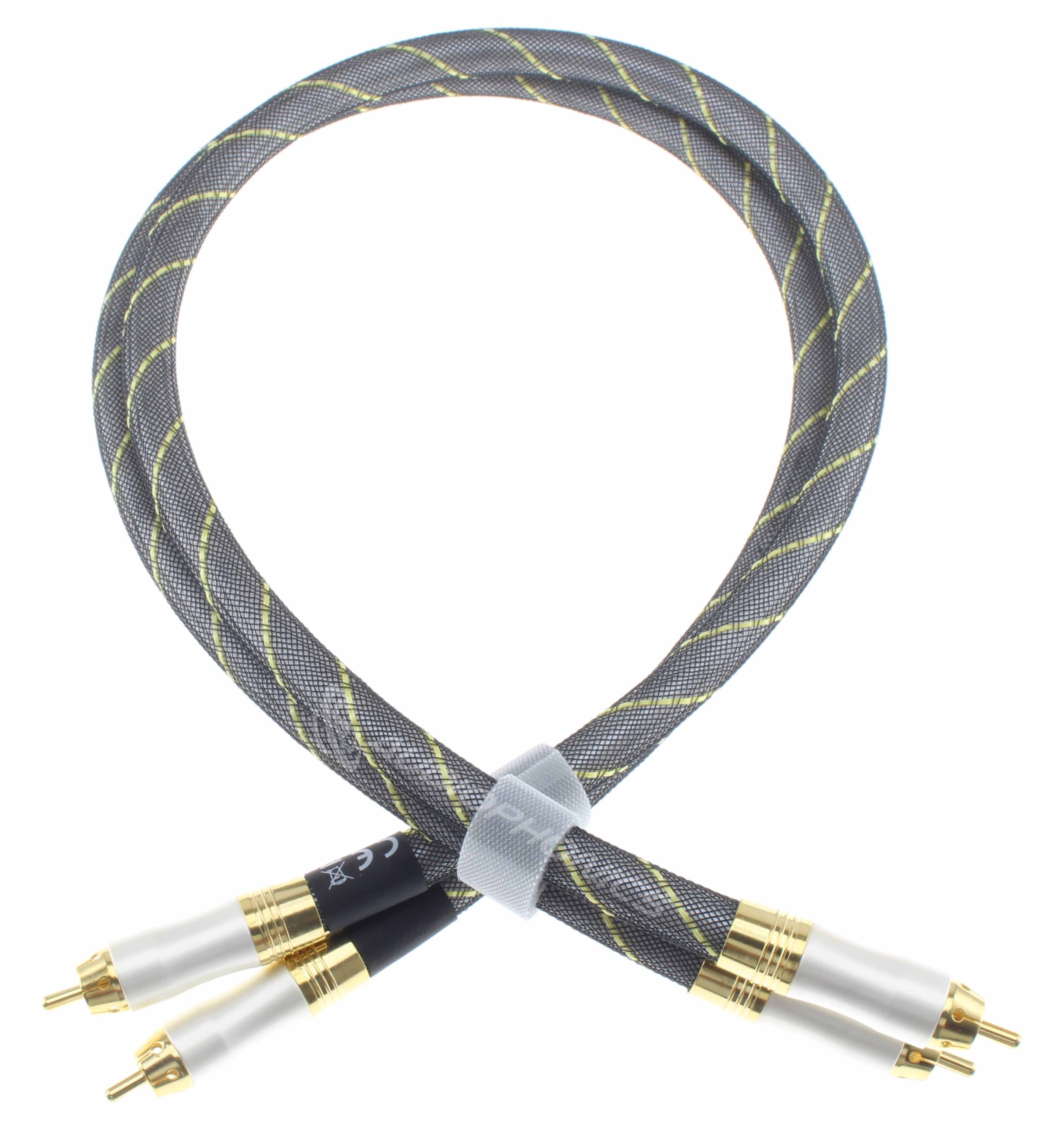 DYNAVOX 204971 Interconnect Cable Shielded OFC Copper 24k Gold-Plated RCA-RCA 0.6m (Pair)