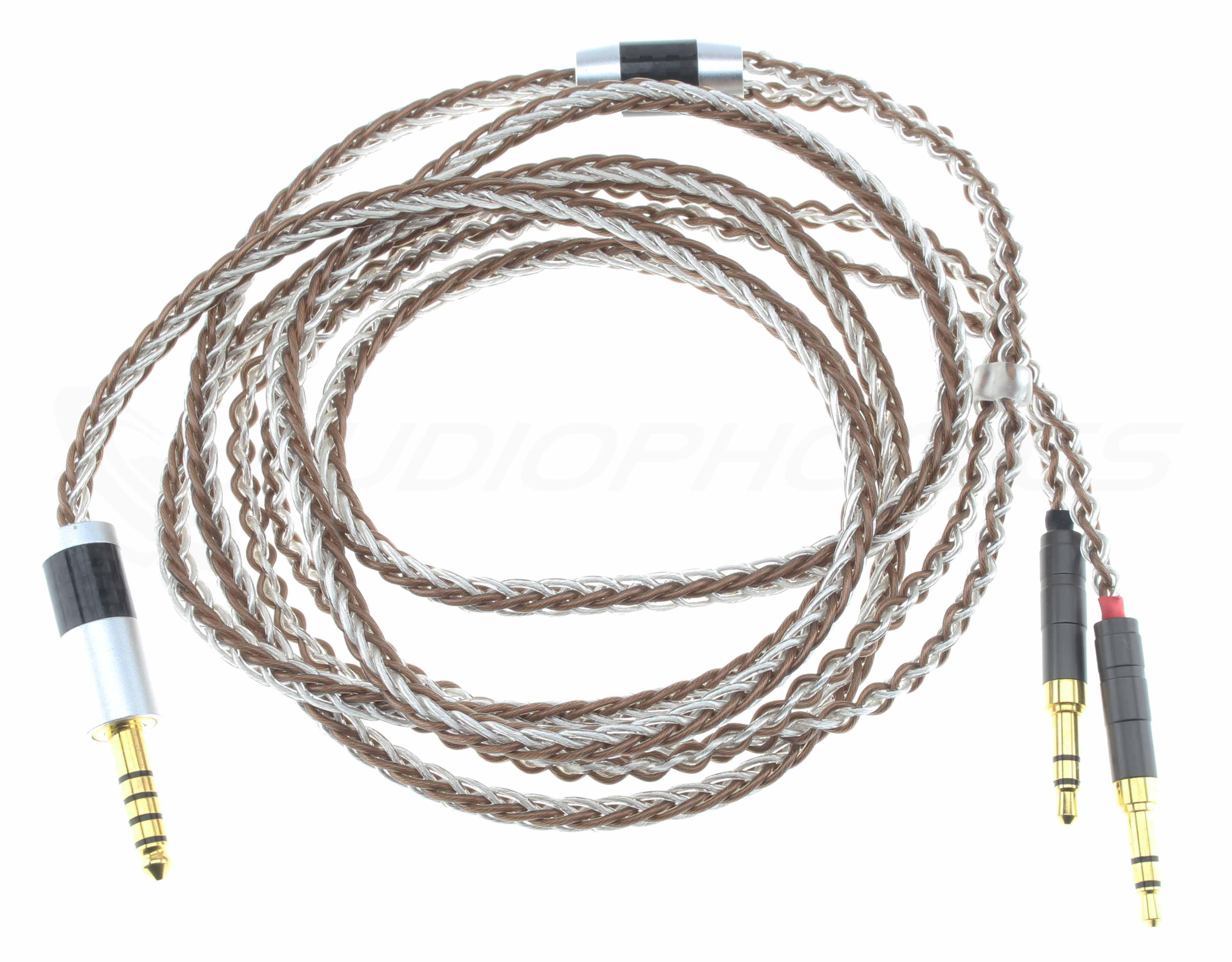 Headphone Balanced Cable Jack 4.4mm to 2x Jack 3.5mm OCC Copper Silver Plated 1.5m