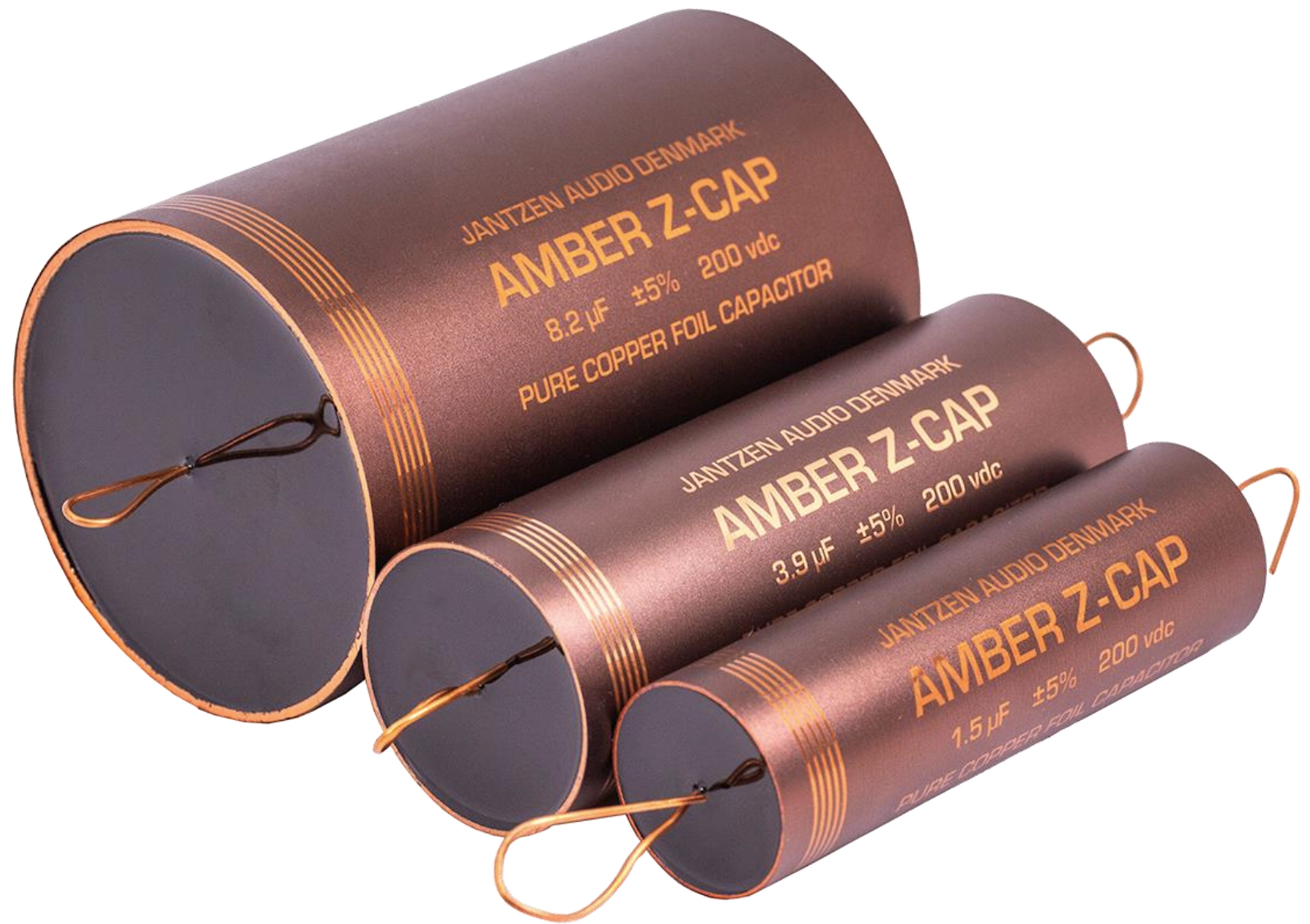 JANTZEN AUDIO AMBER Z-CAP 001-7237 Pure Copper Foil Capacitor Axial 200V 3.9µF