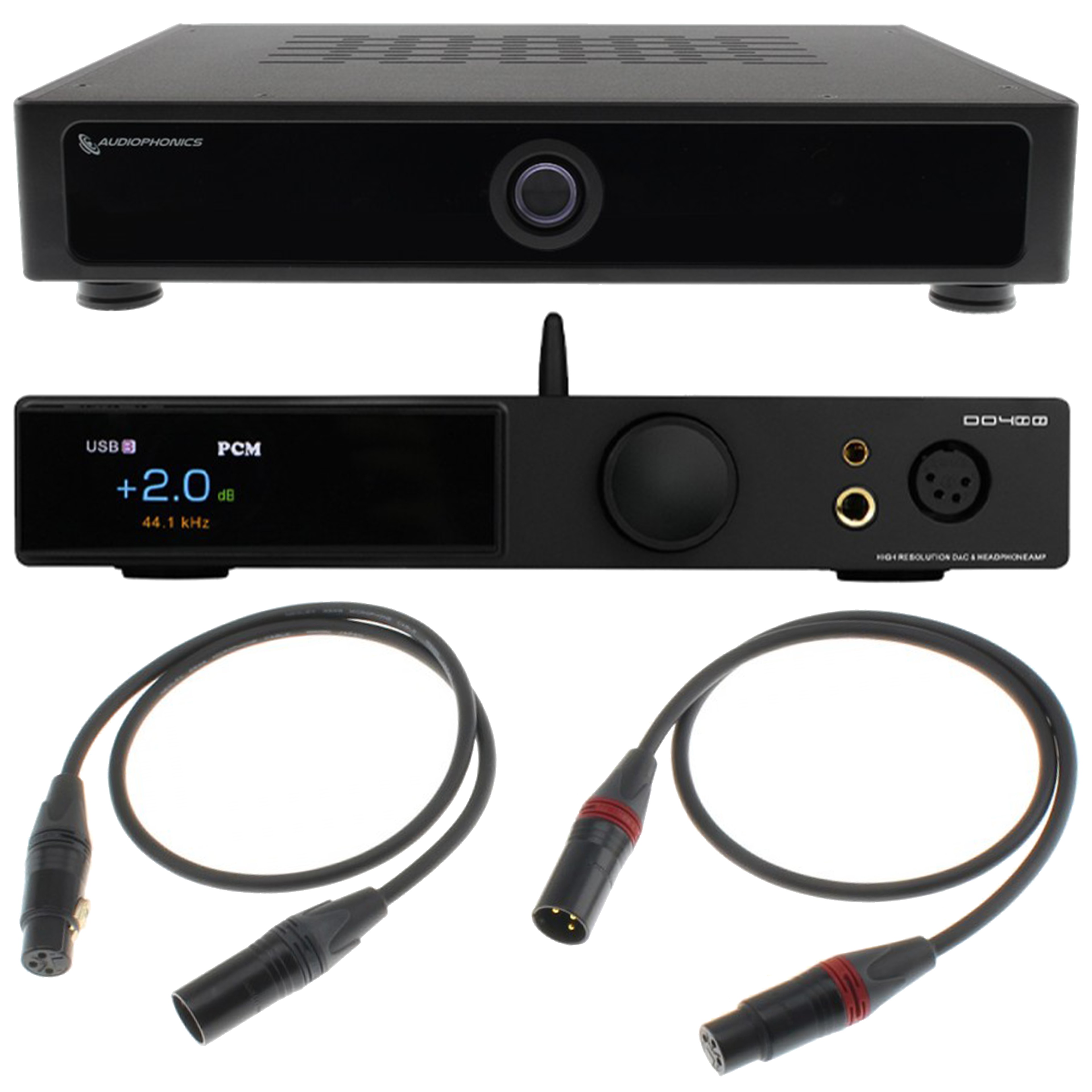 Pack Audiophonics AP300-S500NC Amplifier + SMSL DO400 DAC + Audiophonics Wire XLR Cables 30cm