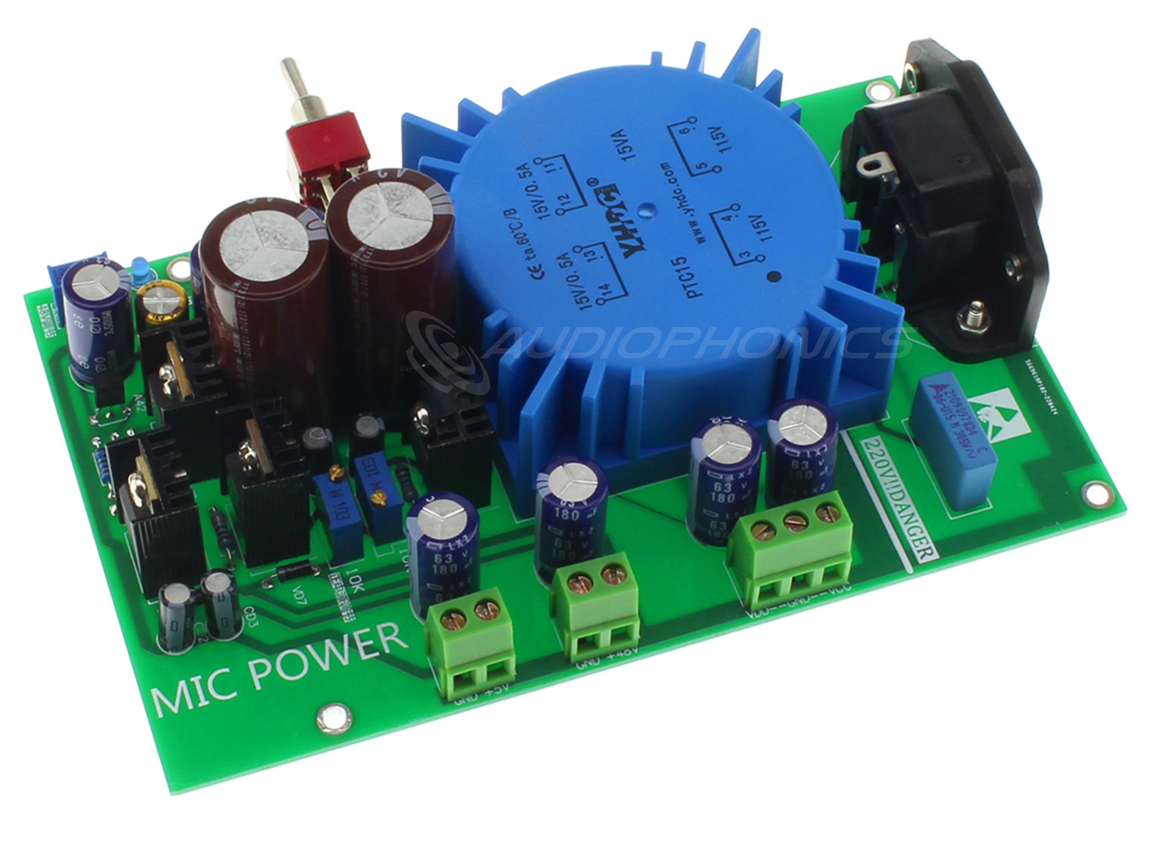 Balanced Regulated Phantom Power Supply Module 48V 5V +15/0/-15V
