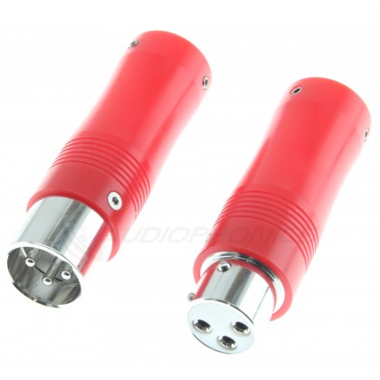 EIZZ EZ-213 XLR 3-pin Male and Female Connector Rhodium-plated Red Ø10mm (Pair)