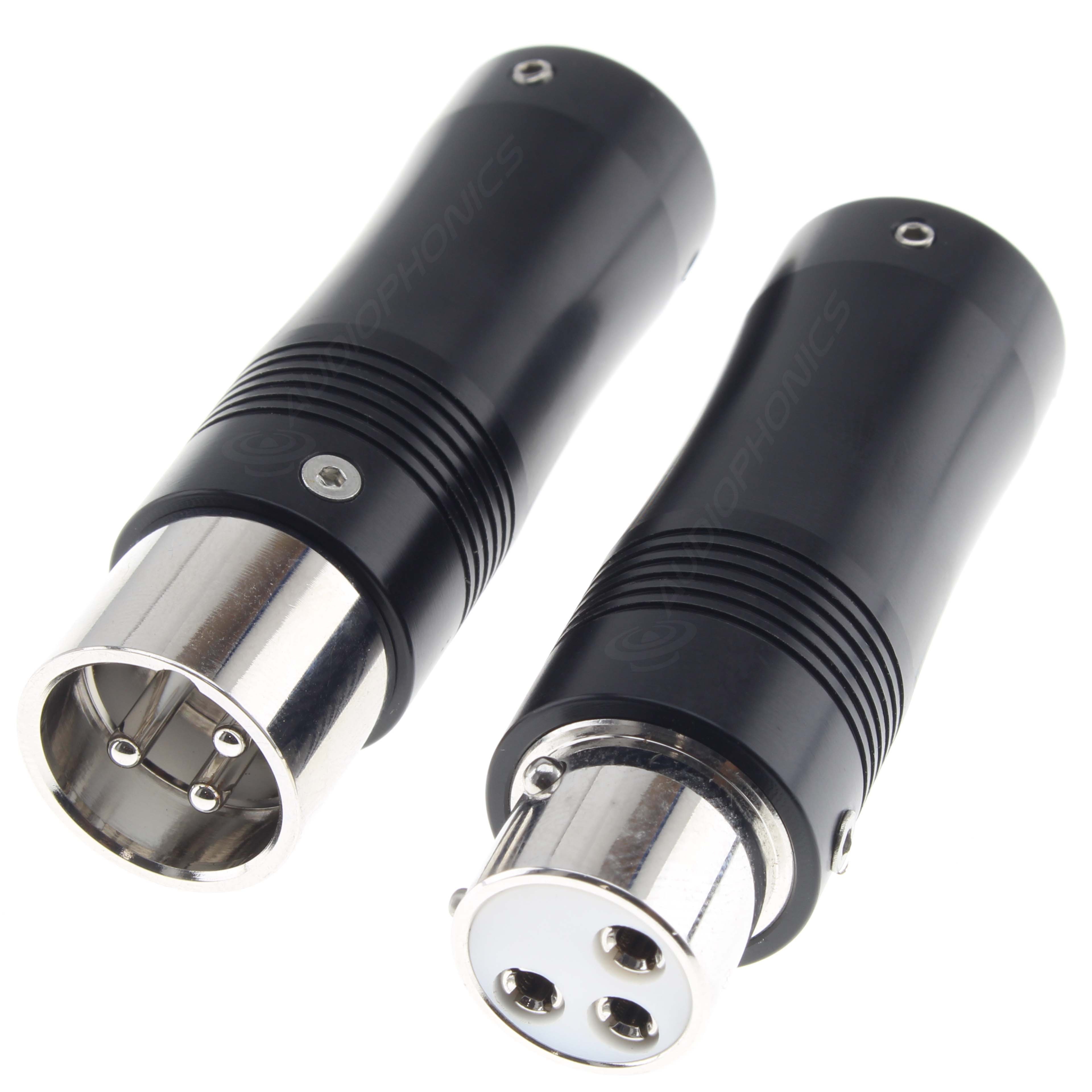 EIZZ EZ-213 Connecteurs XLR 3 Pôles Mâle et Femelle Plaqué Rhodium Ø10mm Noir (La paire)