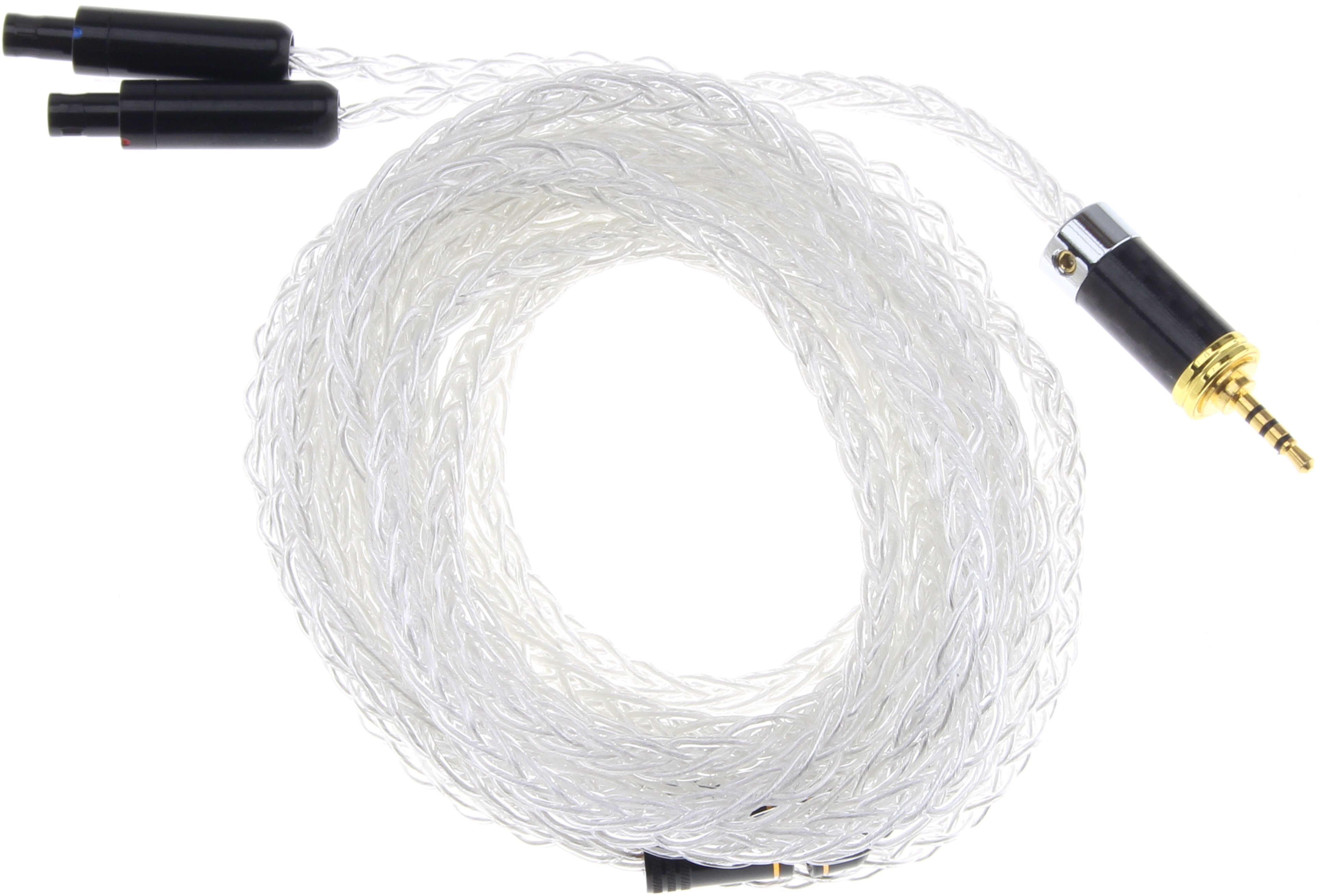 ATAUDIO Câble pour Casque Jack 2.5mm TRRS Mâle vers 2xHD800 Mâles Argent 1.2m