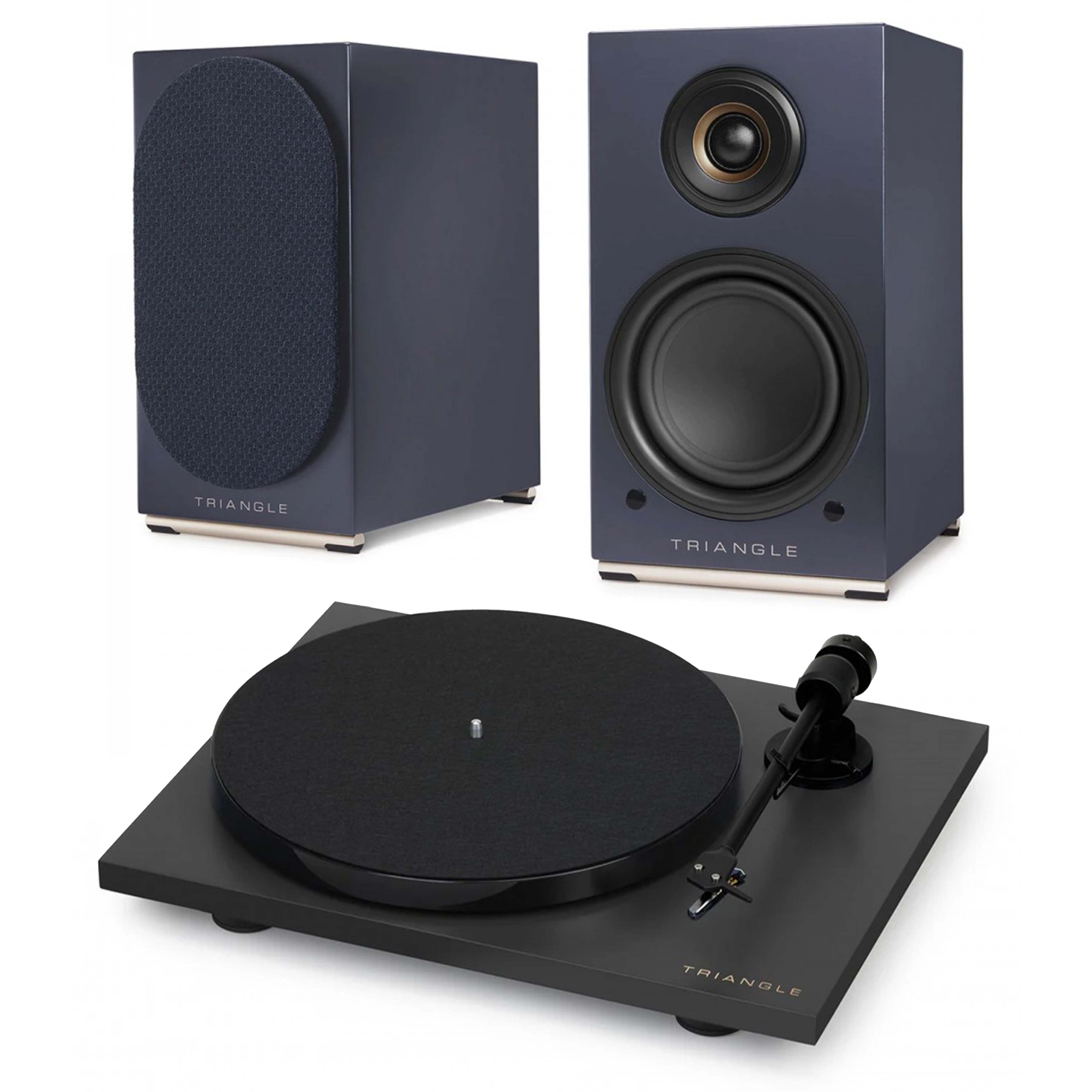 Pack Triangle Vinyl Turntable LUNAR 1 Black + AIO TWIN Active Speakers Abyss Blue
