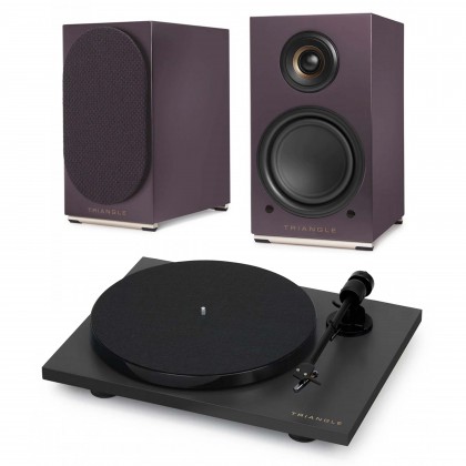 Pack Triangle Vinyl Turntable LUNAR 1 + AIO TWIN Active Speakers Eggplant