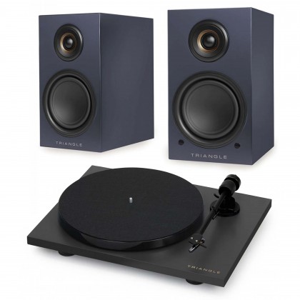 Pack Triangle Vinyl Turntable LUNAR 1 Black + LN01A Active Speakers Abyss Blue