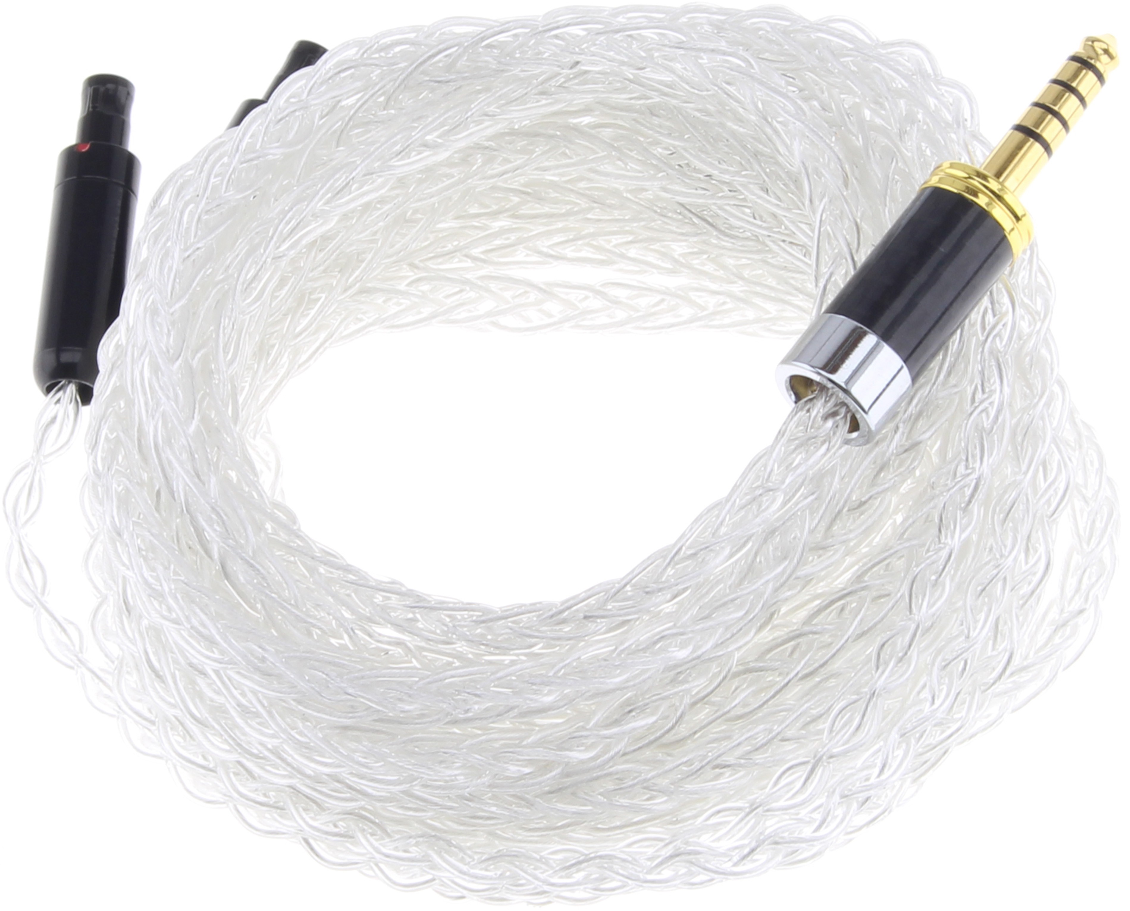 ATAUDIO Câble pour Casque Jack 4.4mm TRRRS Mâle vers 2xHD800 Mâles Argent 1.2m