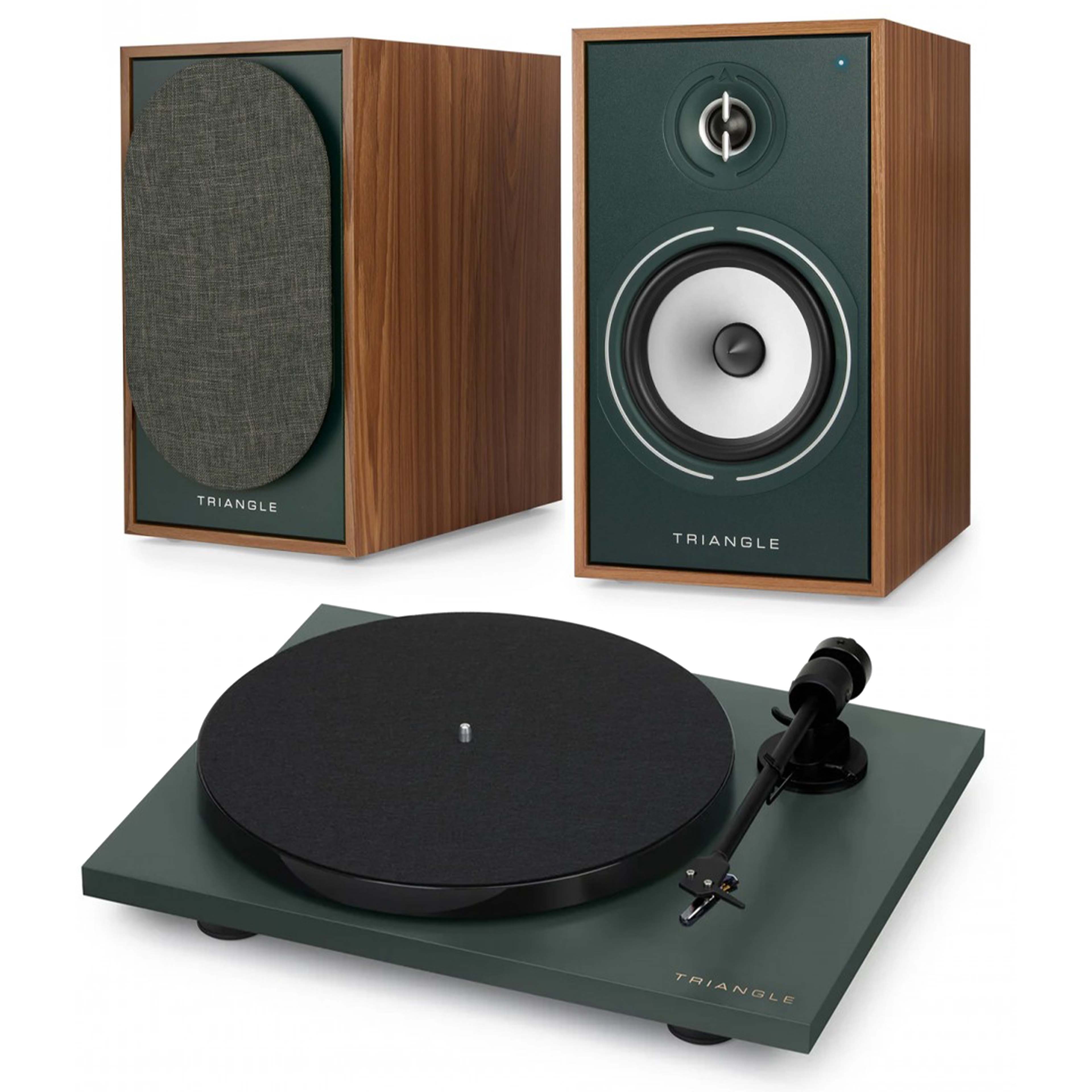 Pack Triangle Vinyl Turntable LUNAR 1 + BOREA BR03 Connect Active Speakers Green