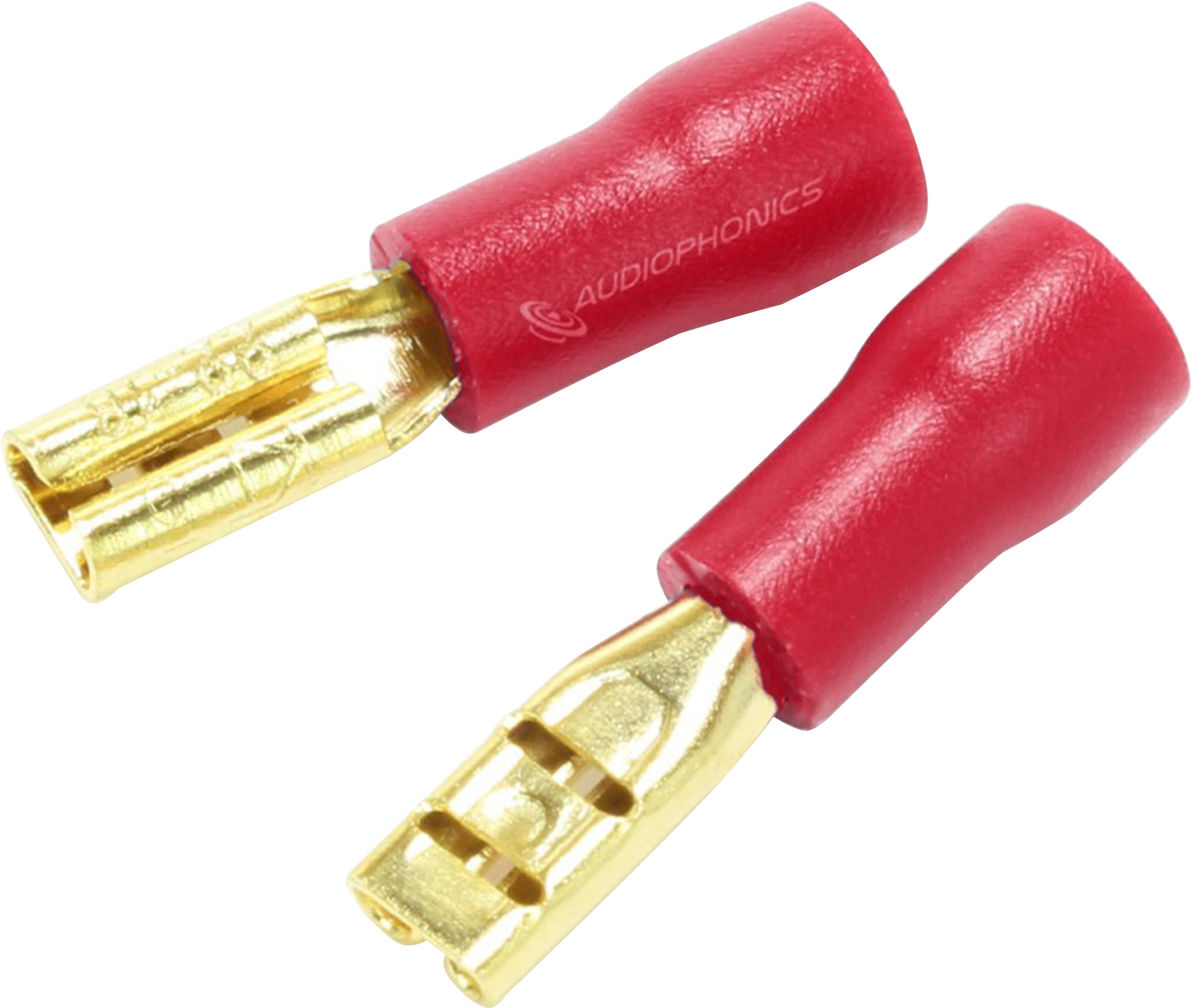 MUNDORF 2.8G Female Blade Connectors 2.8mm Isolated Gold Plated 1.5-2.5mm² Red (x10)