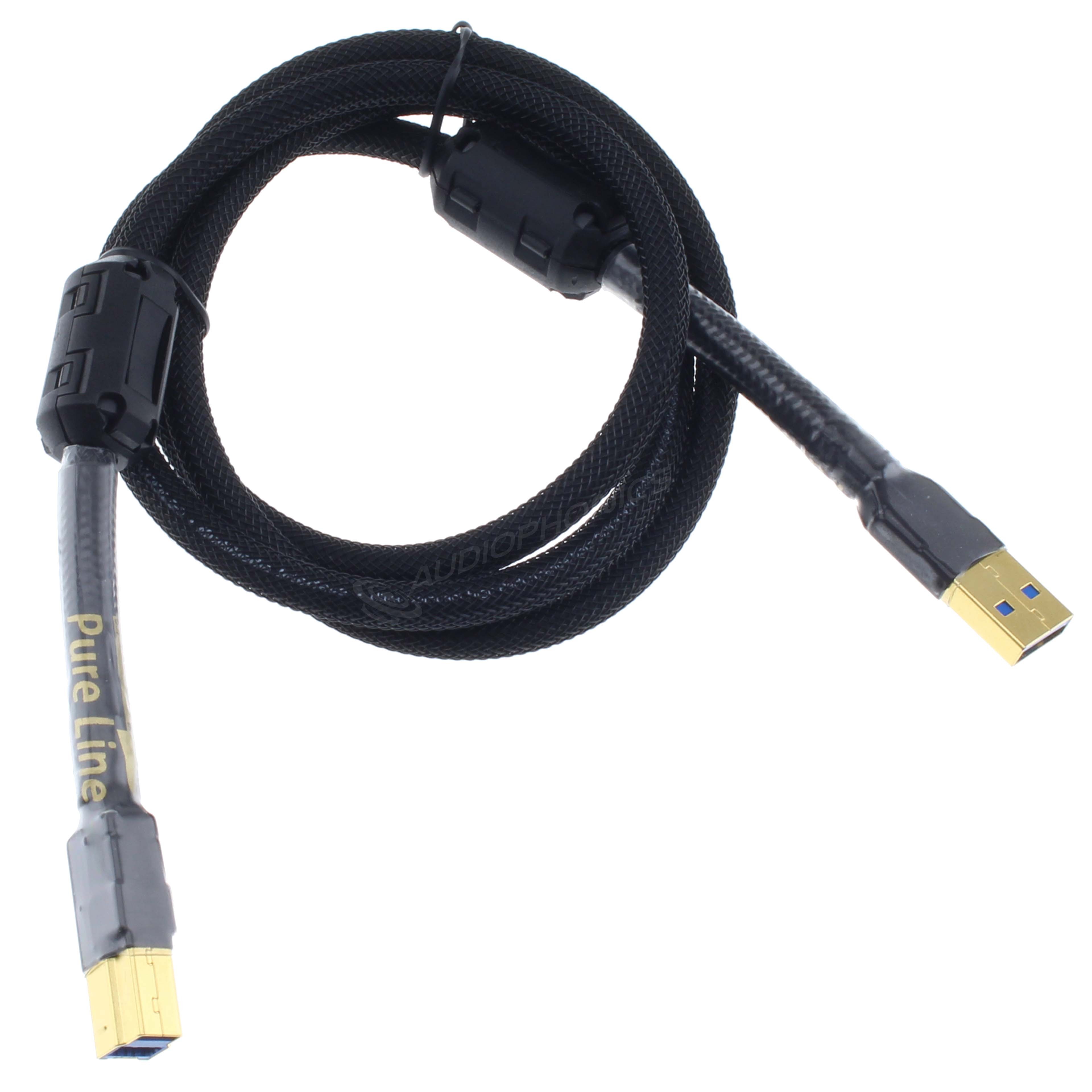 Câble USB-A vers USB-B 3.0 Cuivre OFC Blindé Plaqué Or 1m