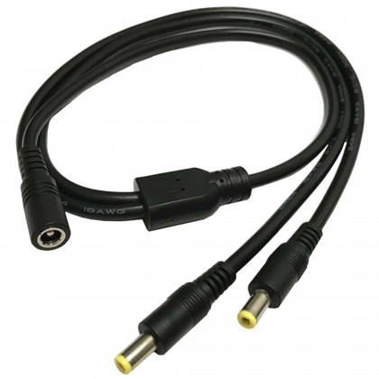 Dual Power Supply Cable Jack DC 5.5/2.5mm 18AWG 0.7m