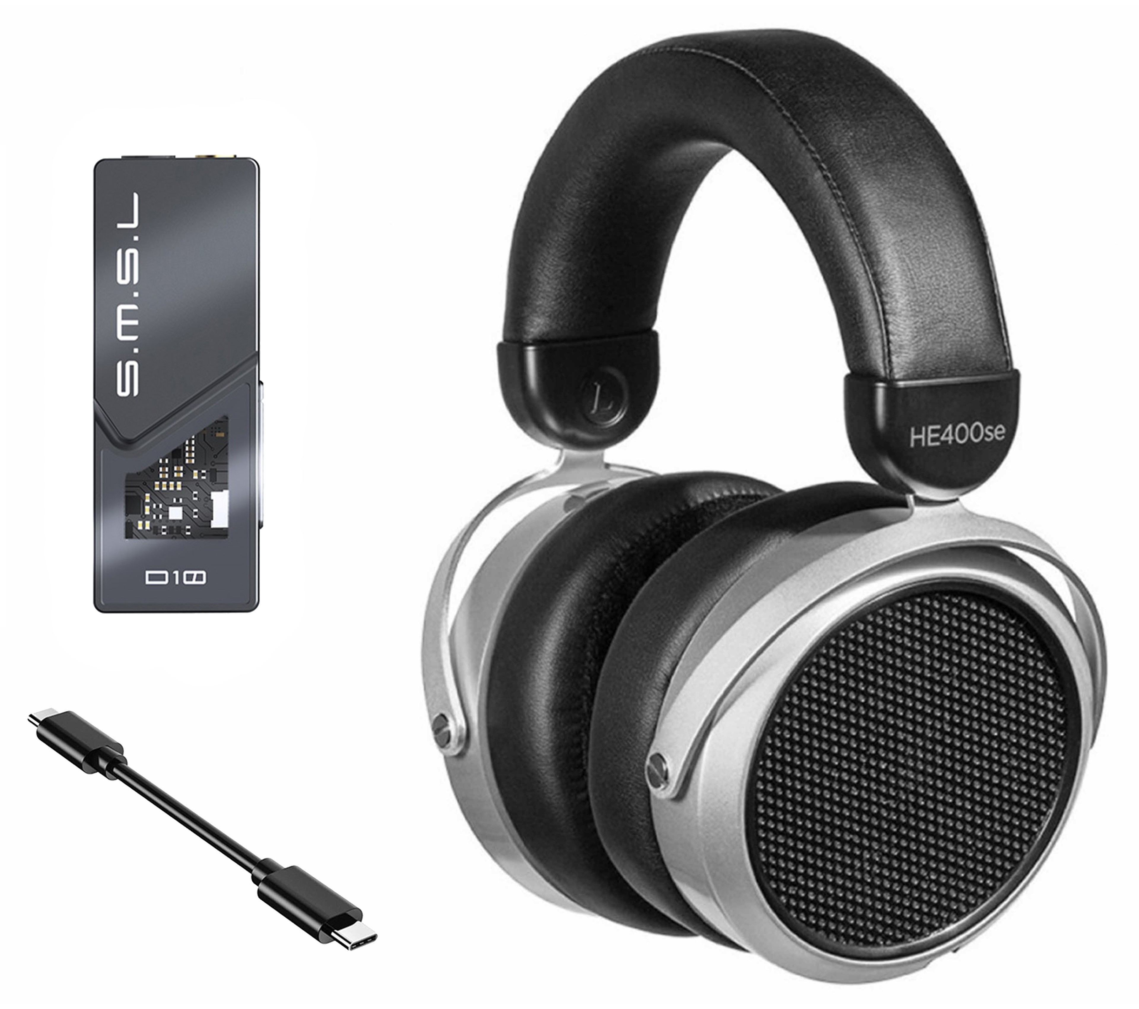 Pack Amplificateur Casque DAC Portable SMSL D10 Argent + Casque HiFiMAN HE400SE + Câble USB-C