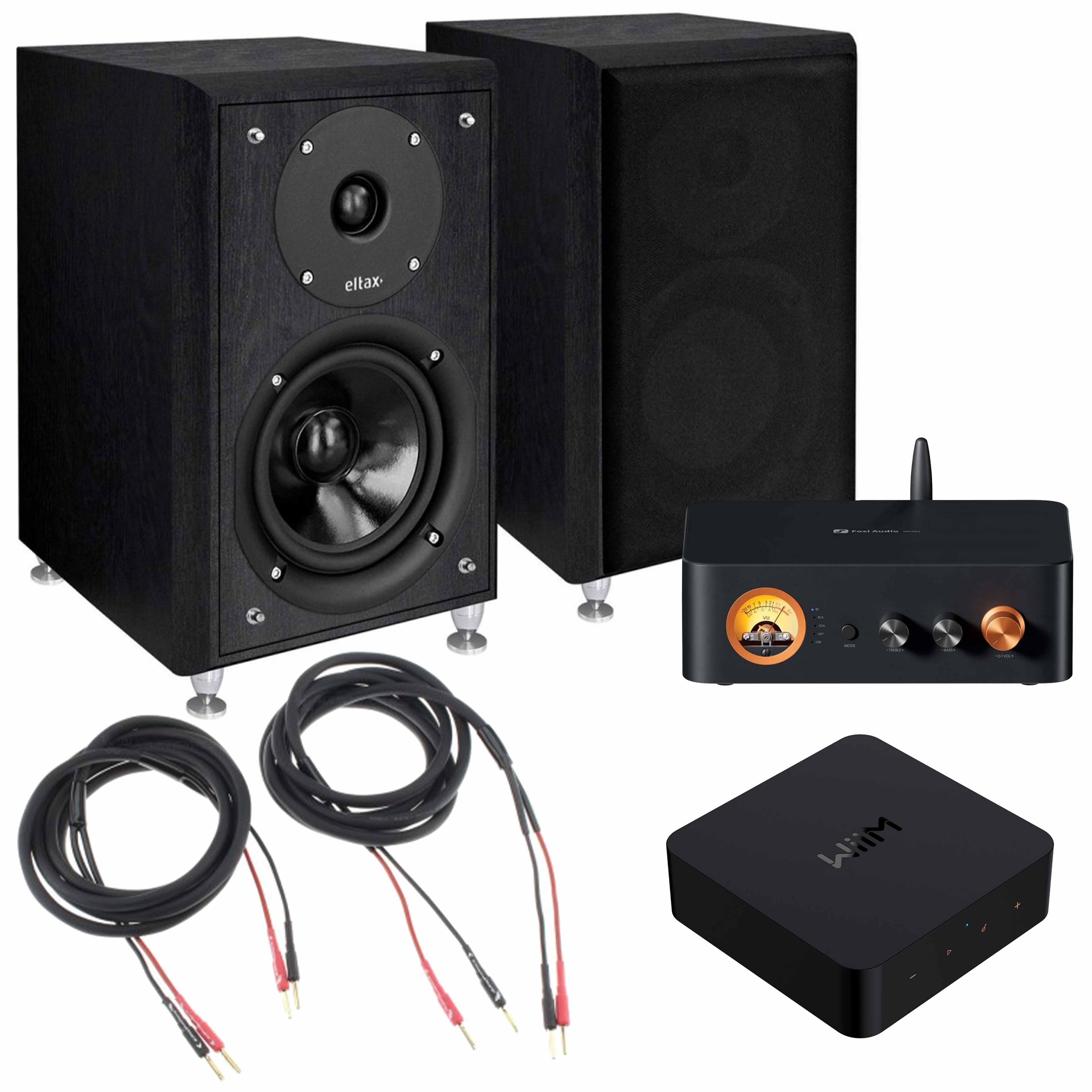 Pack Amplificateur Fosi MC351 + Enceintes Eltax Monitor III + Lecteur Réseau WiiM Pro+ + Câbles HP Audiophonics Wire