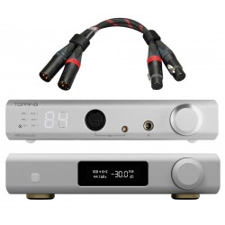 Pack Topping D90 III Discrete DAC + A90 Discrete Headphone Amplifier Preamplifier + TCX1 25cm Cables Silver