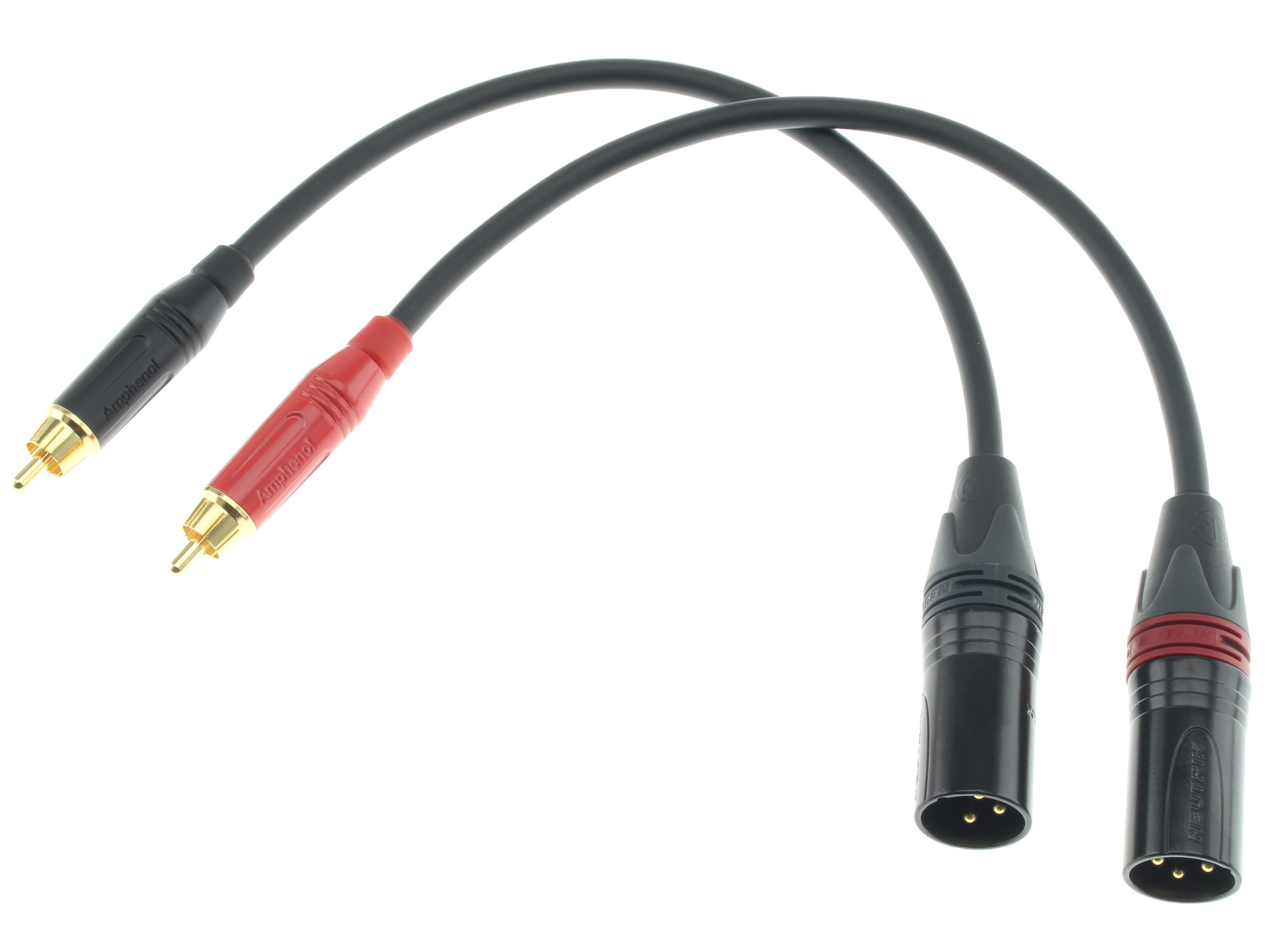 AUDIOPHONICS WIRE Câble de Modulation RCA Mâle vers XLR Mâle Stéréo Cuivre OFC Plaqué Or 0.3m (La paire)