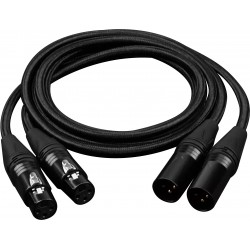 ATAUDIO KING WOLF Câbles de Modulation XLR Mâle vers XLR Femelle Cuivre OFC Plaqué Or 50cm (La paire)