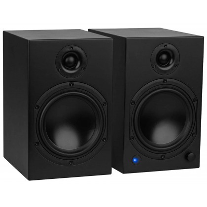 Dayton Audio M6 Enceintes Bibliothèque Actives avec DAC USB/Bluetooth 5.0 2x75W 35Hz-20kHz Noir