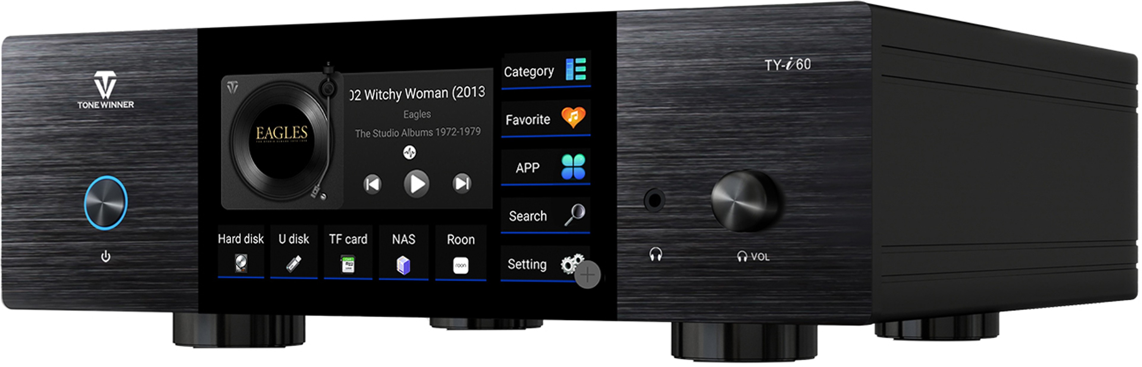 TONEWINNER TY-I60 Lecteur Réseau ES9038 WiFi AirPlay DLNA Roon 32bit 768kHz DSD512 MQA Noir