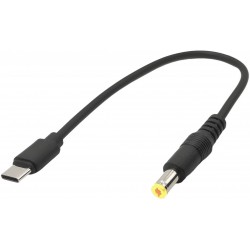 Jack DC5.5/2.5 mâle vers USB C 23cm