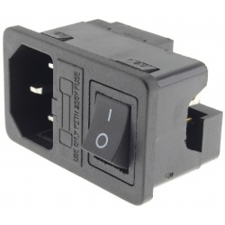 IEC C14 Socket With ON-OFF Toggle Switch and Fuse 250V 10A Black