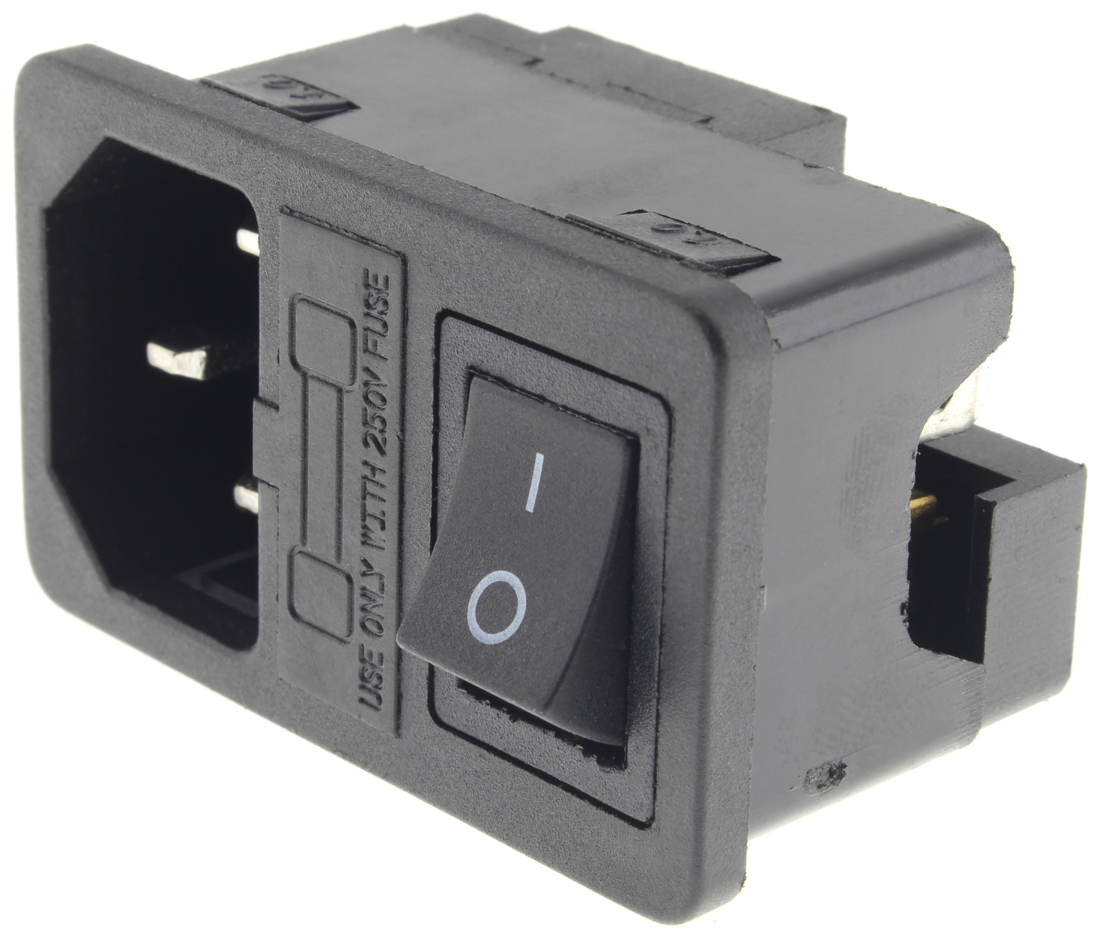 IEC C14 Socket With ON-OFF Toggle Switch and Fuse Holder 250V 10A Black