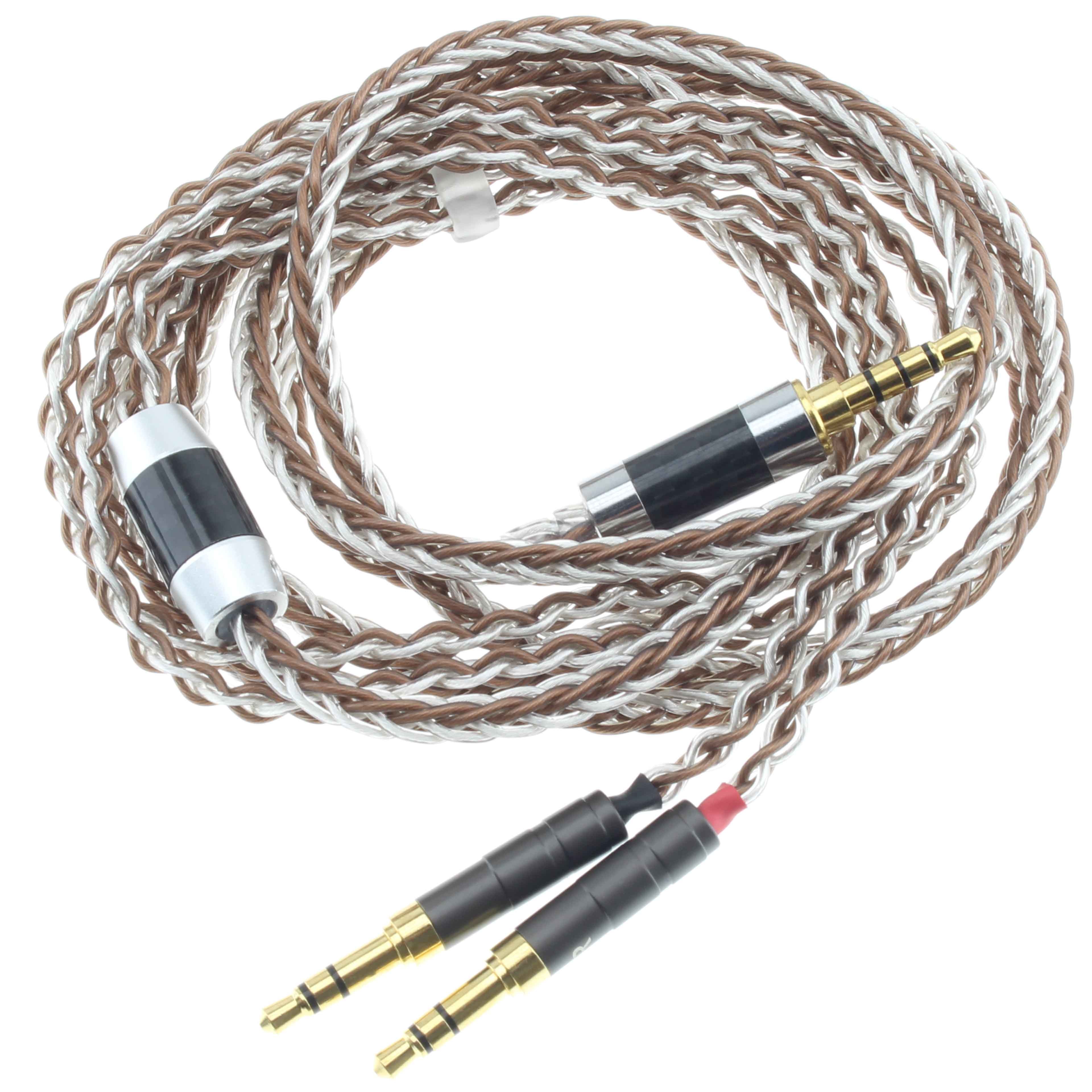 Headphone Balanced Cable Jack 3.5mm to 2x Jack 3.5mm OCC Copper Silver Plated 1.5m