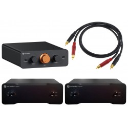 Pack Fosi Audio P4 Preamplifier + 2x Fosi Audio V3 Mono Amplifier + Audiophonics Wire RCA 75cm Cables