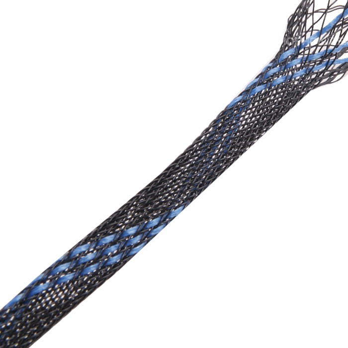 Braided sleeve 05-09mm Nylon Black / Blue