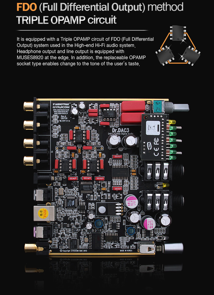 AUDIOTRAK DR.DAC3 TE DAC / AMP / USB 24 / 192khz - Audiophonics