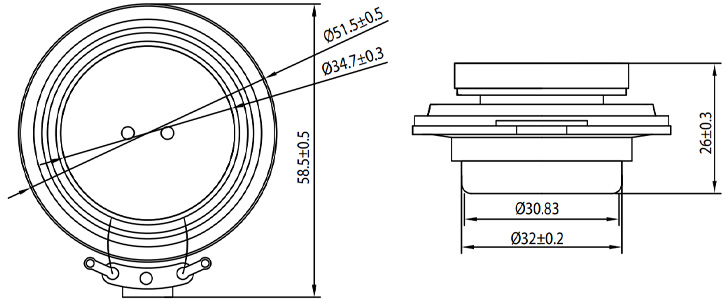 DAYTON AUDIO EX25VT2-4 : Dimensions