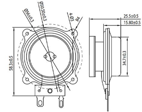 DAYTON AUDIO EX25FHE : Dimensions