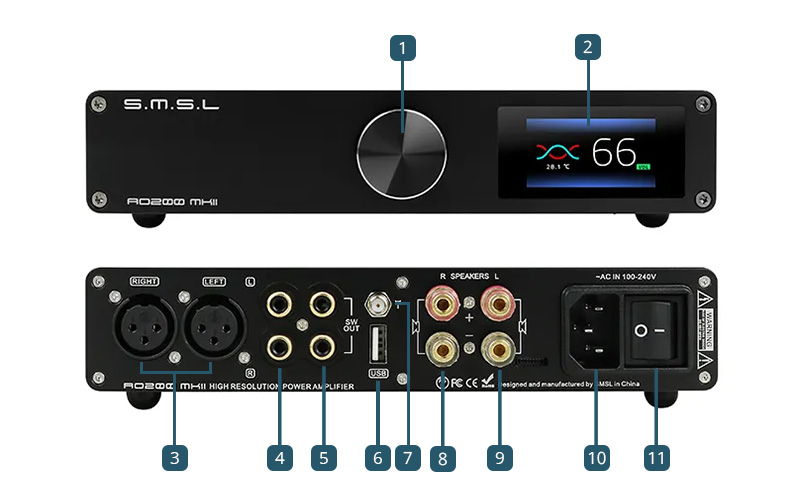 SMSL AO200 Numérique Amplificateur Bluetooth 5.0 Maroc