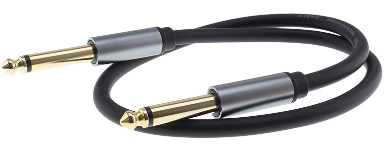 Male Jack 6.35mm to Male Jack 6.35mm Stereo Cable Shielded Gold Plated 0.5m : Front view