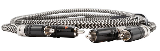 HYPEX RCA-RCA modulation cables Silver-plated copper 1m : Front view of a pair of cables